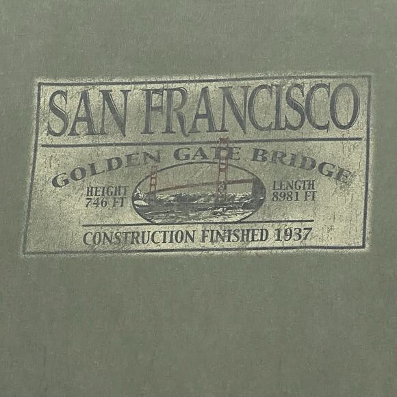 San Francisco T Shirt Mens XL Green Golden Gate Bridge Comfort Colors Tee - Picture 9 of 15